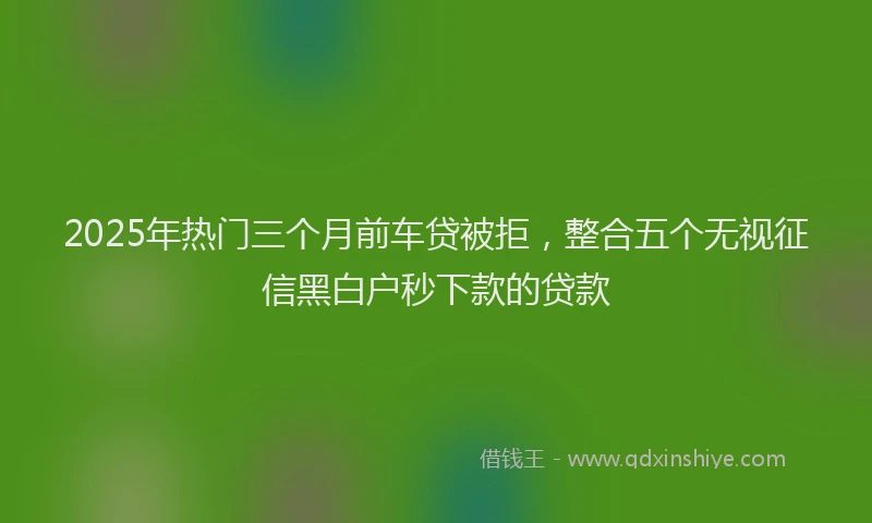 2025年热门三个月前车贷被拒，整合五个无视征信黑白户秒下款的贷款