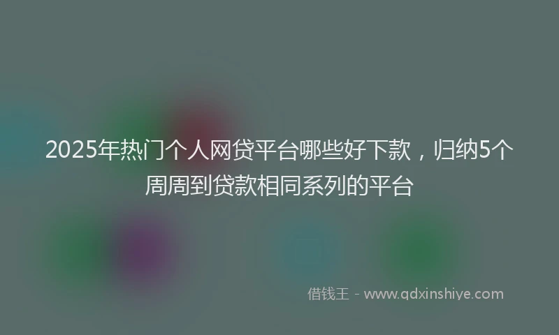2025年热门个人网贷平台哪些好下款，归纳5个周周到贷款相同系列的平台