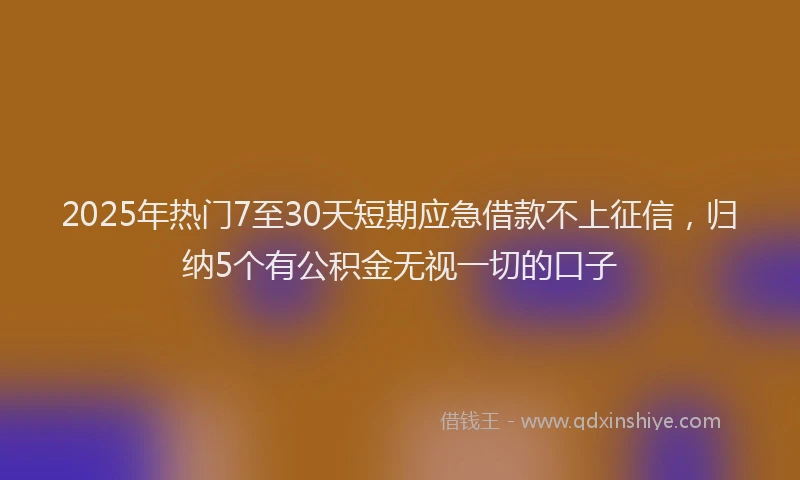 2025年热门7至30天短期应急借款不上征信，归纳5个有公积金无视一切的口子