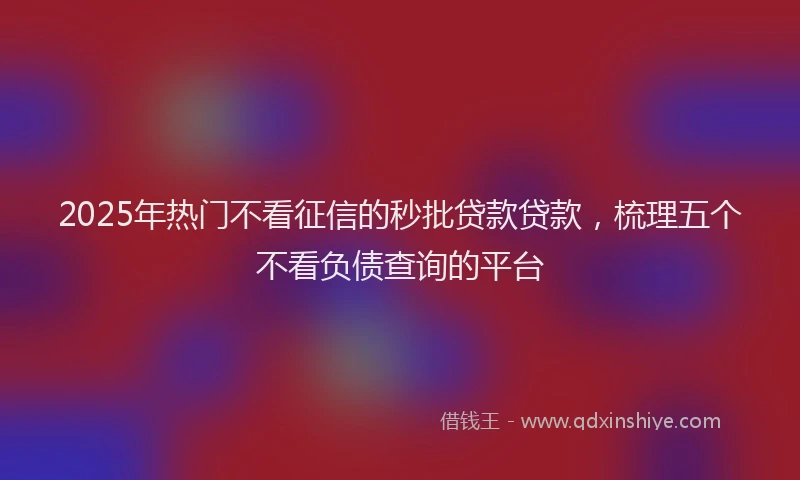 2025年热门不看征信的秒批贷款贷款，梳理五个不看负债查询的平台