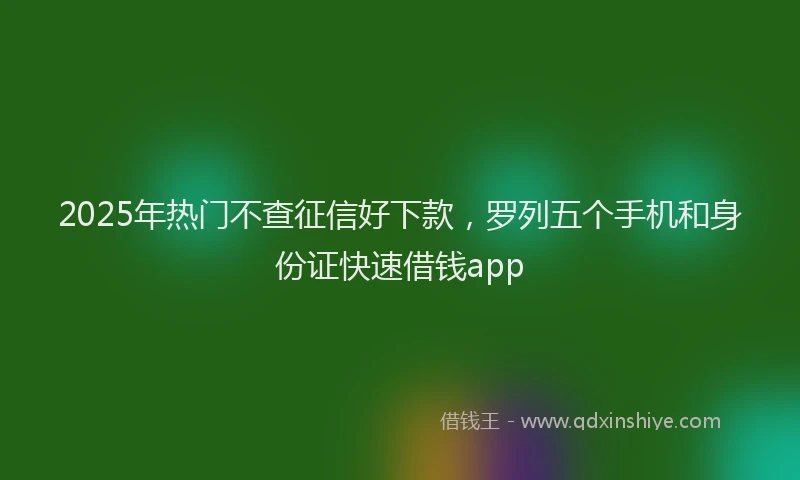 2025年热门不查征信好下款，罗列五个手机和身份证快速借钱app
