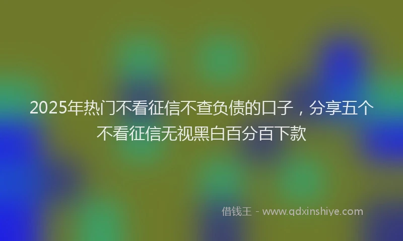 2025年热门不看征信不查负债的口子，分享五个不看征信无视黑白百分百下款