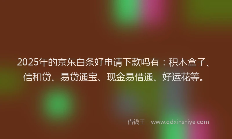 2025年的京东白条好申请下款吗有：积木盒子、信和贷、易贷通宝、现金易借通、好运花等。