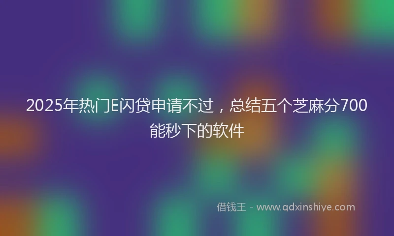 2025年热门E闪贷申请不过，总结五个芝麻分700能秒下的软件