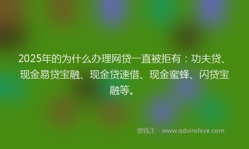 2025年的为什么办理网贷一直被拒有：功夫贷、现金易贷宝融、现金贷速借、现金蜜蜂、闪贷宝融等。
