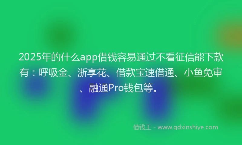 2025年的什么app借钱容易通过不看征信能下款有：呼吸金、浙享花、借款宝速借通、小鱼免审、融通Pro钱包等。