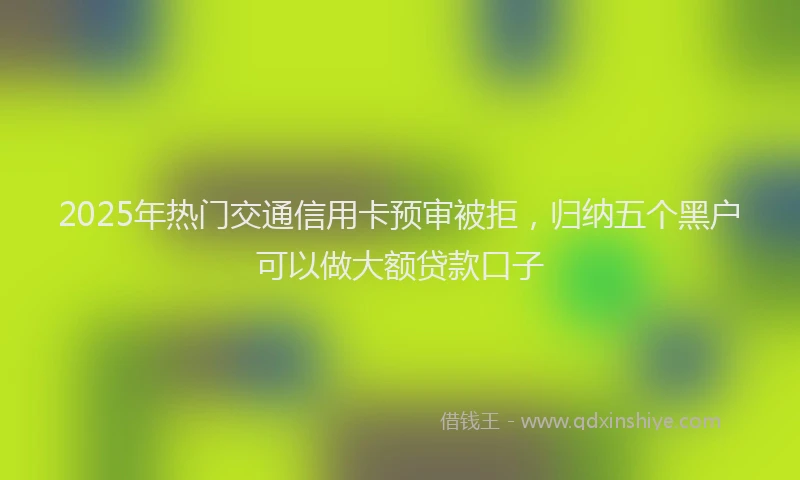 2025年热门交通信用卡预审被拒，归纳五个黑户可以做大额贷款口子