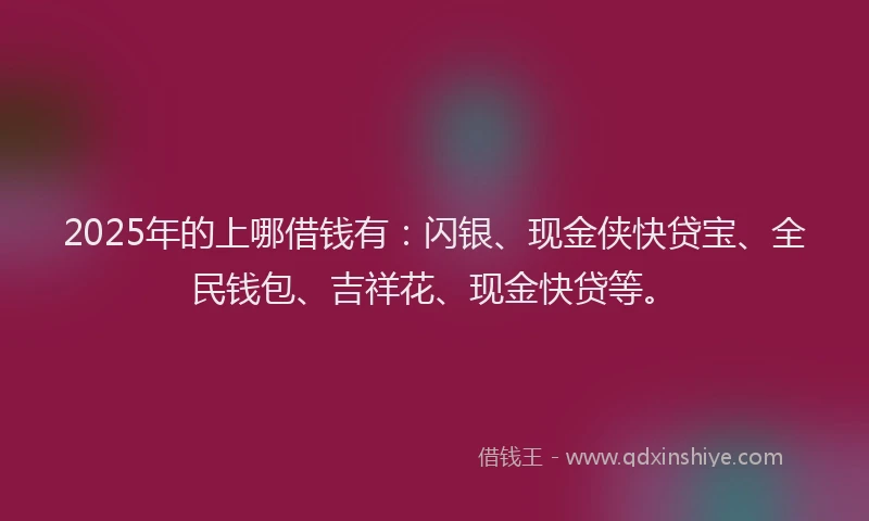 2025年的上哪借钱有：闪银、现金侠快贷宝、全民钱包、吉祥花、现金快贷等。