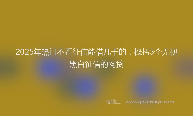 2025年热门不看征信能借几千的，概括5个无视黑白征信的网贷