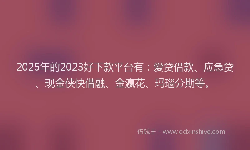 2025年的2023好下款平台有：爱贷借款、应急贷、现金侠快借融、金瀛花、玛瑙分期等。