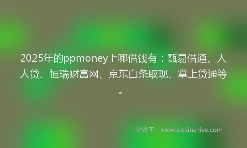 2025年的ppmoney上哪借钱有：甄易借通、人人贷、恒瑞财富网、京东白条取现、掌上贷通等。