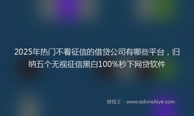 2025年热门不看征信的借贷公司有哪些平台，归纳五个无视征信黑白100%秒下网贷软件