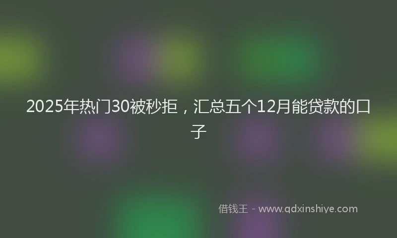 2025年热门30被秒拒，汇总五个12月能贷款的口子