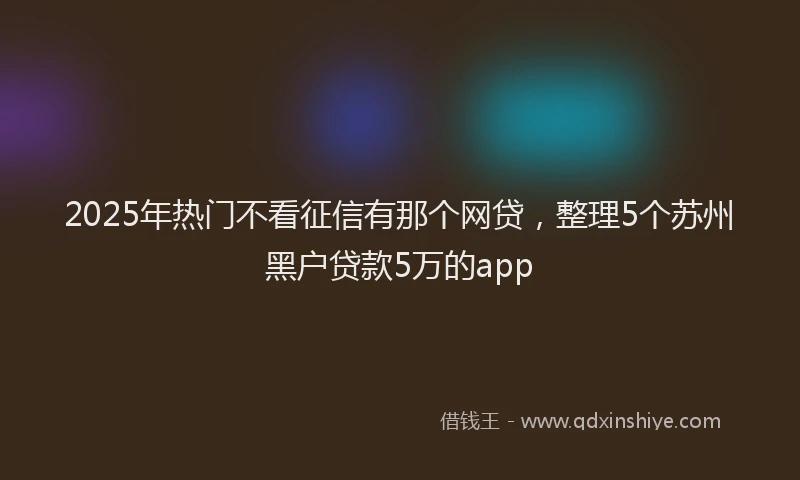 2025年热门不看征信有那个网贷，整理5个苏州黑户贷款5万的app