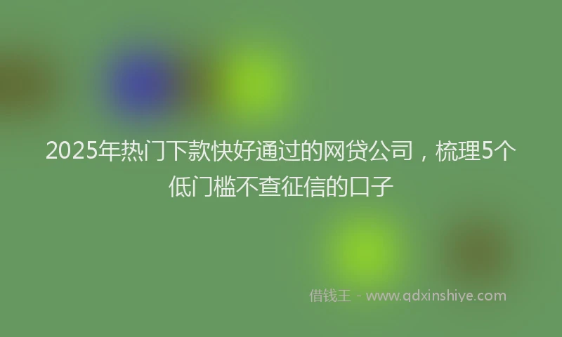 2025年热门下款快好通过的网贷公司，梳理5个低门槛不查征信的口子