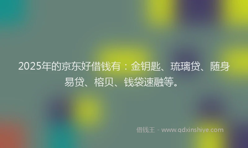 2025年的京东好借钱有：金钥匙、琉璃贷、随身易贷、榕贝、钱袋速融等。