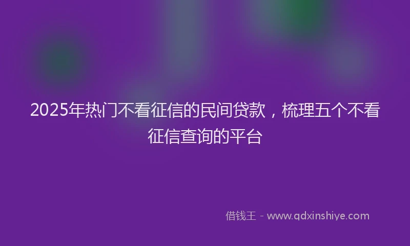 2025年热门不看征信的民间贷款，梳理五个不看征信查询的平台
