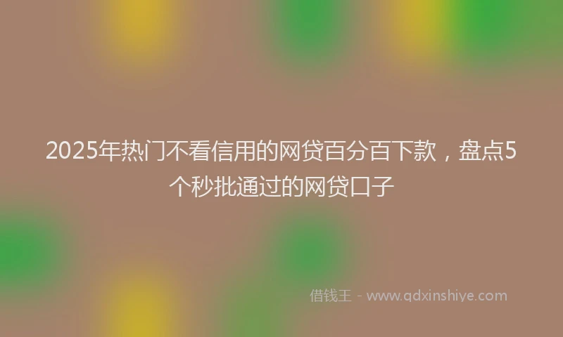 2025年热门不看信用的网贷百分百下款，盘点5个秒批通过的网贷口子