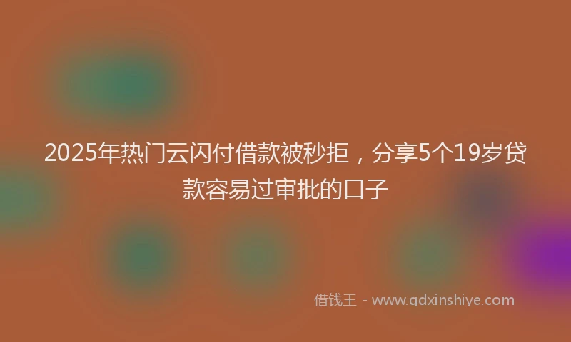 2025年热门云闪付借款被秒拒，分享5个19岁贷款容易过审批的口子