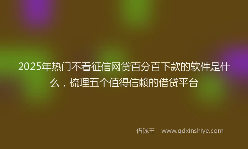 2025年热门不看征信网贷百分百下款的软件是什么，梳理五个值得信赖的借贷平台