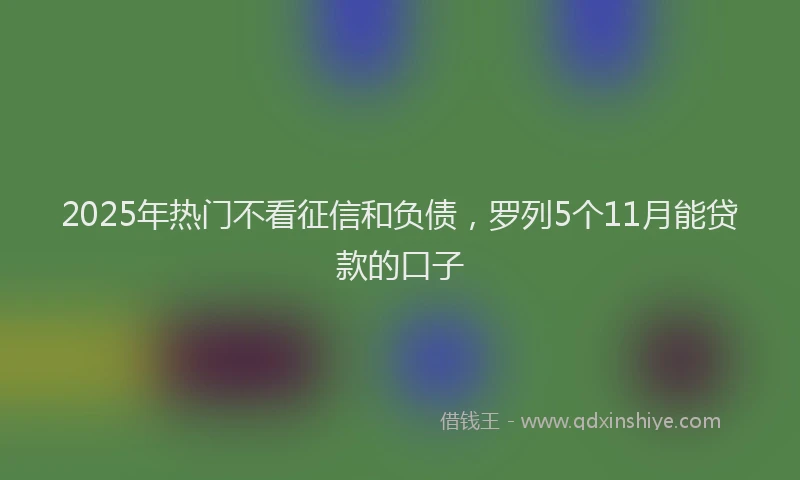 2025年热门不看征信和负债，罗列5个11月能贷款的口子