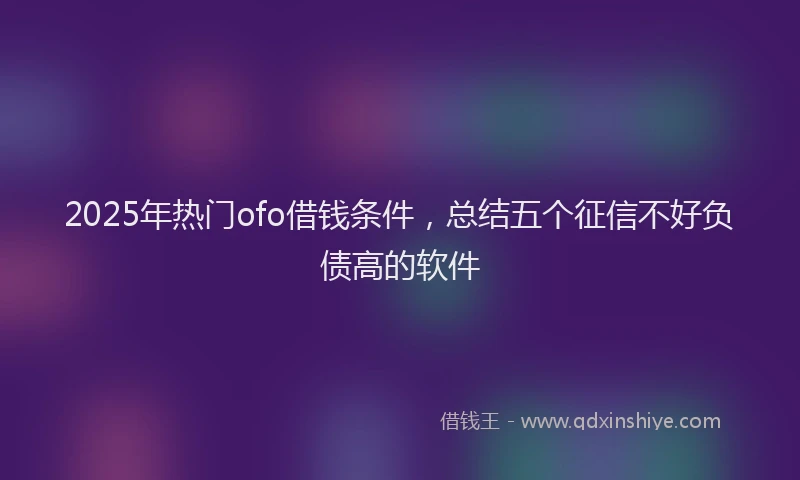 2025年热门ofo借钱条件，总结五个征信不好负债高的软件