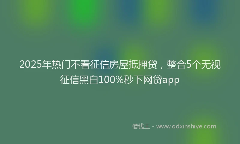2025年热门不看征信房屋抵押贷，整合5个无视征信黑白100%秒下网贷app