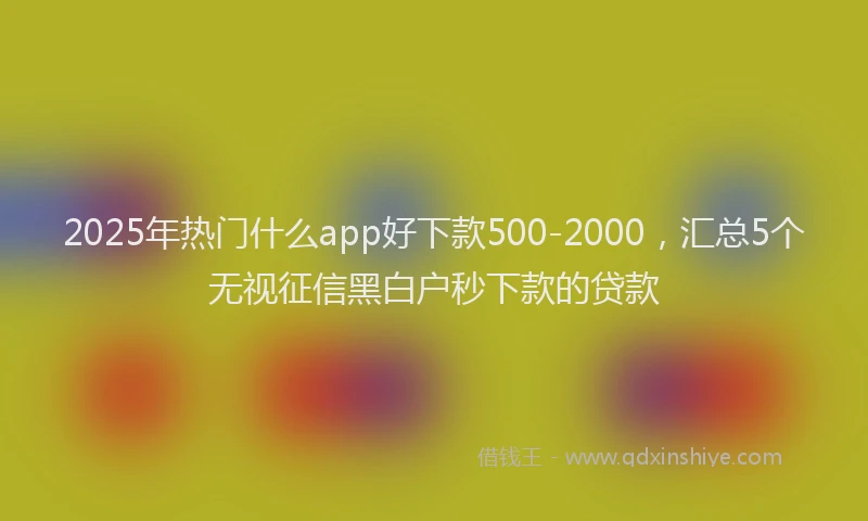 2025年热门什么app好下款500-2000，汇总5个无视征信黑白户秒下款的贷款