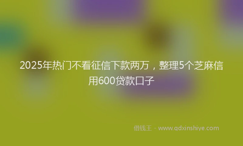 2025年热门不看征信下款两万，整理5个芝麻信用600贷款口子