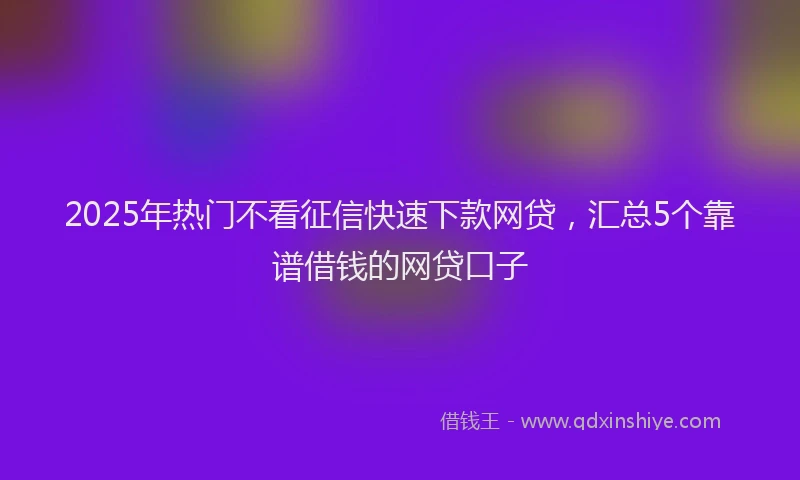 2025年热门不看征信快速下款网贷，汇总5个靠谱借钱的网贷口子