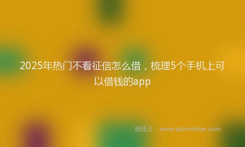 2025年热门不看征信怎么借，梳理5个手机上可以借钱的app