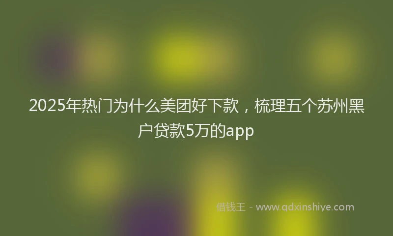 2025年热门为什么美团好下款，梳理五个苏州黑户贷款5万的app