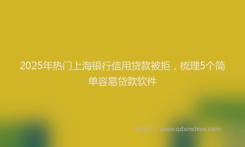 2025年热门上海银行信用贷款被拒，梳理5个简单容易贷款软件