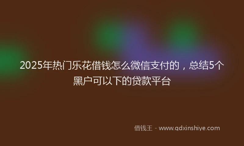 2025年热门乐花借钱怎么微信支付的，总结5个黑户可以下的贷款平台