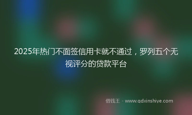 2025年热门不面签信用卡就不通过，罗列五个无视评分的贷款平台