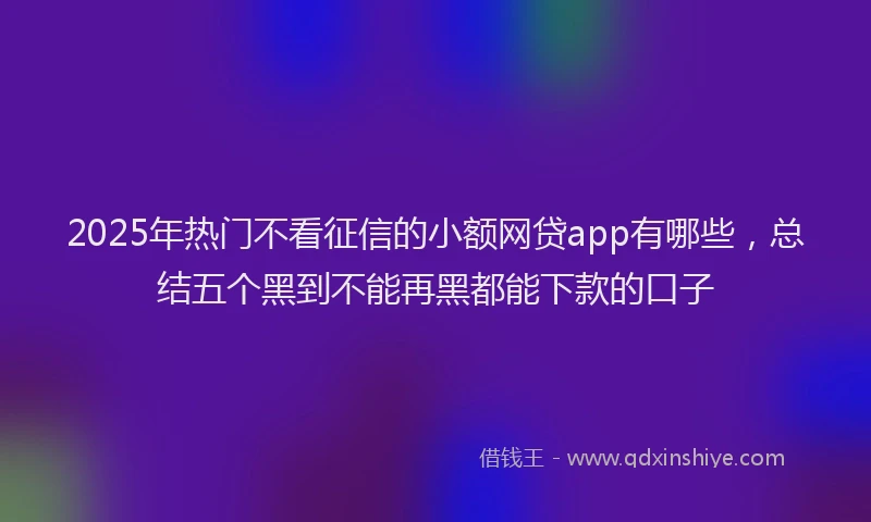 2025年热门不看征信的小额网贷app有哪些，总结五个黑到不能再黑都能下款的口子