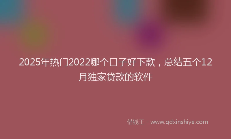2025年热门2022哪个口子好下款，总结五个12月独家贷款的软件
