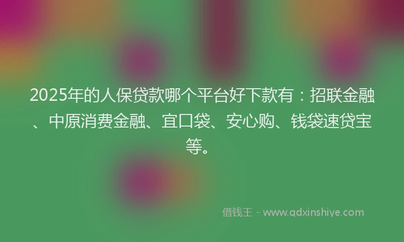 2025年的人保贷款哪个平台好下款有：招联金融、中原消费金融、宜口袋、安心购、钱袋速贷宝等。