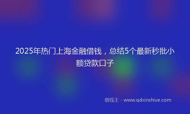 2025年热门上海金融借钱，总结5个最新秒批小额贷款口子