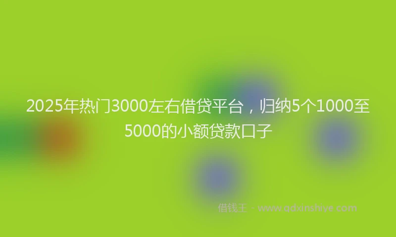 2025年热门3000左右借贷平台，归纳5个1000至5000的小额贷款口子