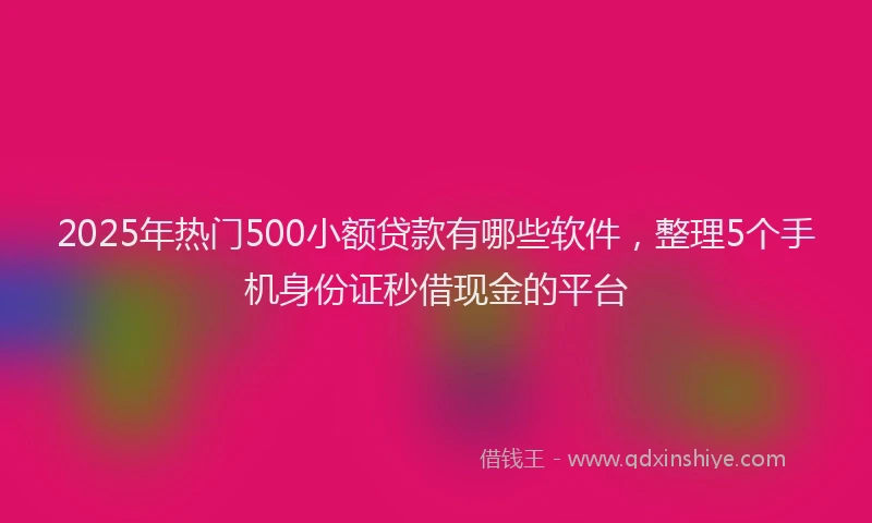 2025年热门500小额贷款有哪些软件，整理5个手机身份证秒借现金的平台