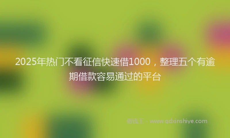2025年热门不看征信快速借1000，整理五个有逾期借款容易通过的平台