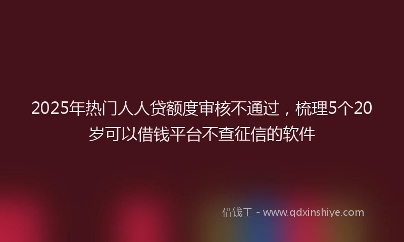 2025年热门人人贷额度审核不通过，梳理5个20岁可以借钱平台不查征信的软件