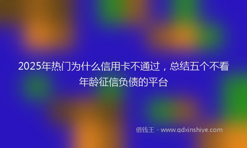 2025年热门为什么信用卡不通过，总结五个不看年龄征信负债的平台