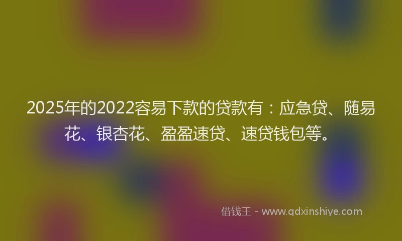 2025年的2022容易下款的贷款有：应急贷、随易花、银杏花、盈盈速贷、速贷钱包等。