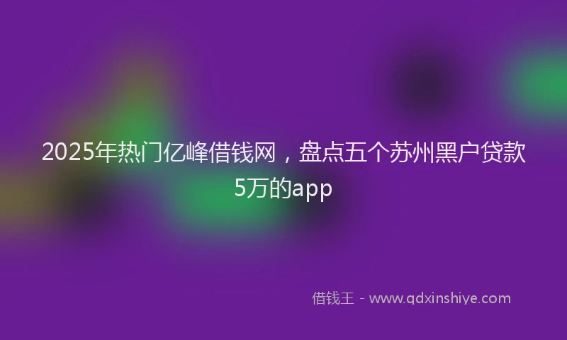 2025年热门亿峰借钱网，盘点五个苏州黑户贷款5万的app