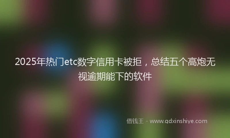 2025年热门etc数字信用卡被拒，总结五个高炮无视逾期能下的软件