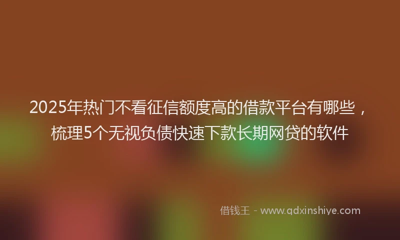 2025年热门不看征信额度高的借款平台有哪些，梳理5个无视负债快速下款长期网贷的软件