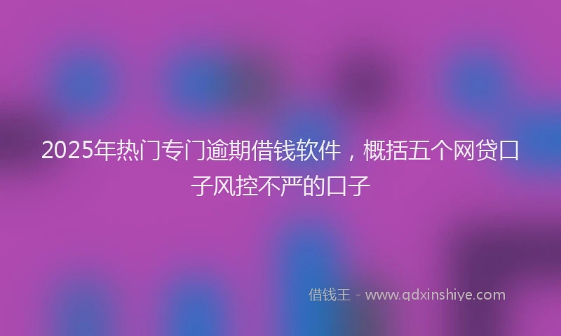 2025年热门专门逾期借钱软件，概括五个网贷口子风控不严的口子
