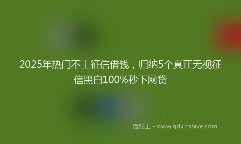 2025年热门不上征信借钱，归纳5个真正无视征信黑白100%秒下网贷